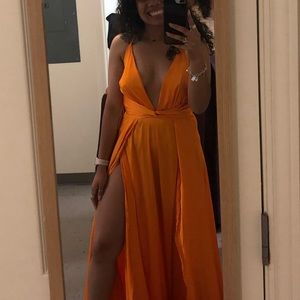 Orange satin dress - Forever 21
